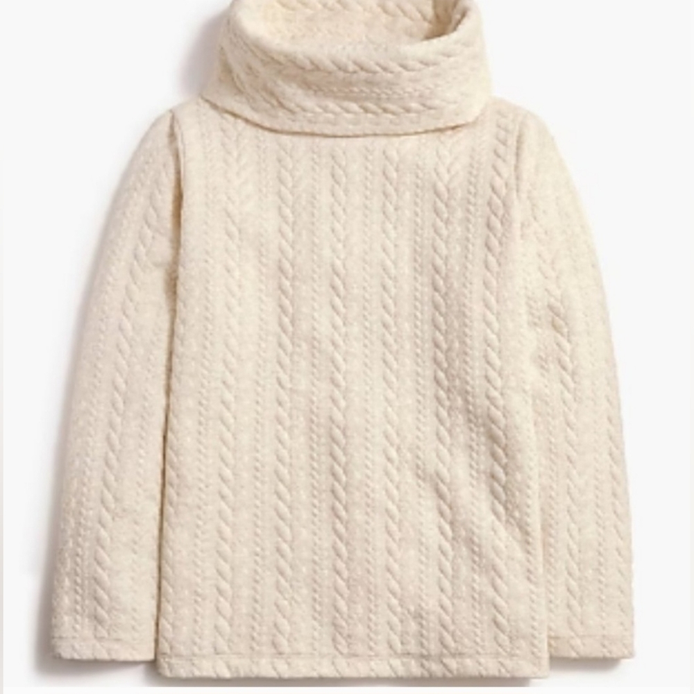 J. Crew "Cable-Knit Cowlneck Top" Cream Turtleneck Sweater | Women's Size XS - Picture 6 of 13